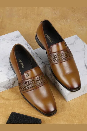 Metro Men Textured Leather Formal Slip-On Shoes