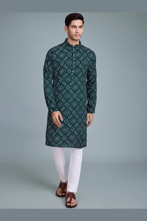 SHUBHVASTRA Bandhani Printed Mandarin Collar Straight Kurta