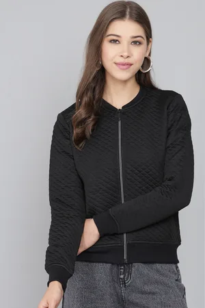 KOTTY Women Black Lightweight Bomber Jacket