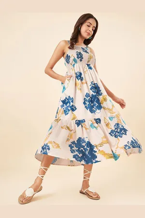 Pantaloons Printed Tiered A-Line Midi Dress