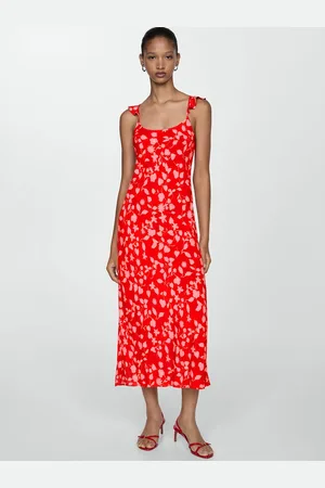 MANGO Floral Print Sheath Midi Dress