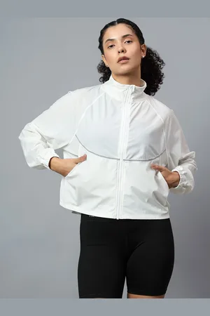 Fitkin Women White Super Light Sporty Track Jacket