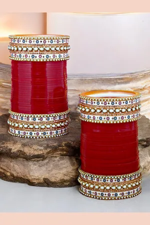 Lucky Jewellery Set Of 76 Stone Studded Bangle Set