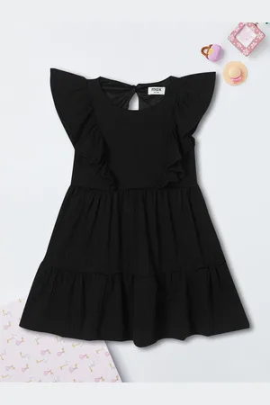 Max Collection Kids-Girls Self Design Flutter Sleeves Fit and Flare Dresses