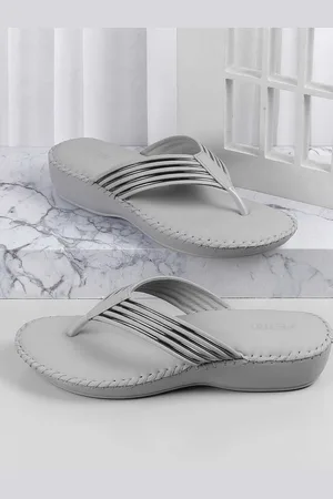 Metro Women Striped Open Toe Flats