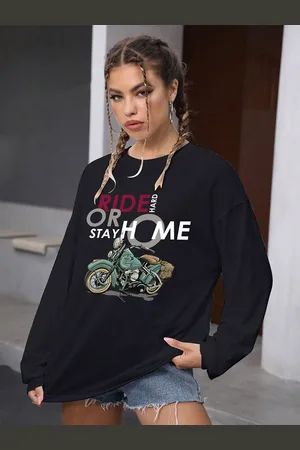 CHKOKKO Women Graphic Printed Round Neck Oversized T-shirt
