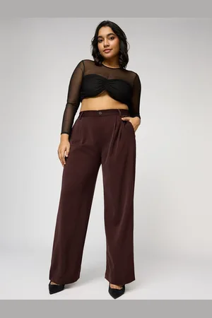 FREAKINS Women Curve Pleated Straight Korean Pant