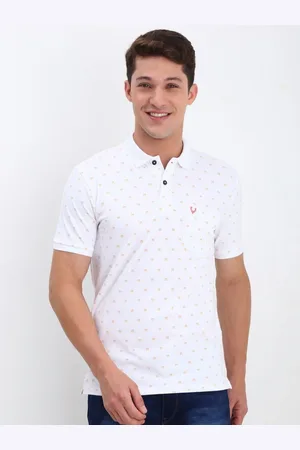 Allen Solly Men Polka Dot Printed Polo Collar Pockets T-shirt