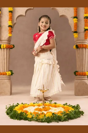 LIL DRAMA Girls Embellished Ready to Wear Lehenga & Blouse With Attached Dupatta