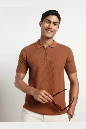 NOBERO Men Polo Textured T-shirts