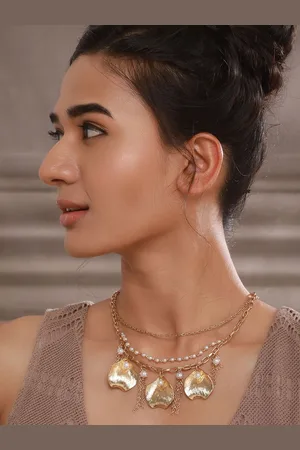 Jazz and Sizzle Brass Gold-Plated Tasselled Necklace