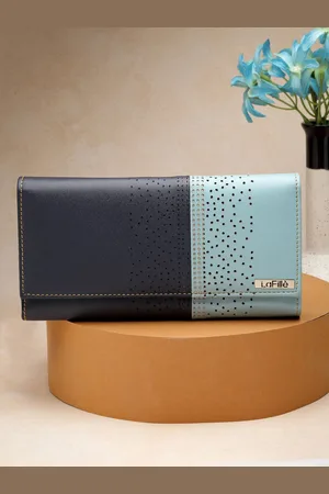 LaFille Colourblocked Cut Work Two Fold Wallet