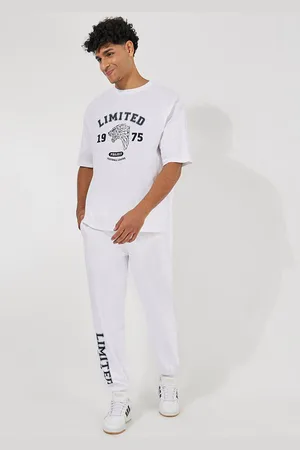 Styli Premium Varsity HD Print Heavy Jersey Oversized Pure Cotton T-shirt & Relaxed Jogger