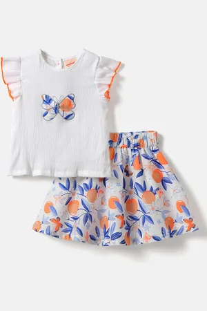Nauti Nati Nautinati Girls Butterfly Printed Top & Skirt