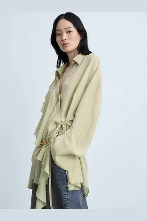 MANGO Tie Up Drop Shoulder Sleeves Shirt