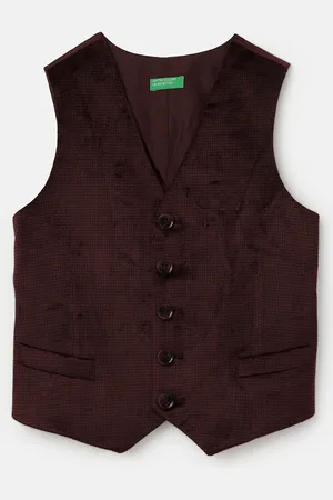 Benetton Boys Woven Design Velvet Waistcoat