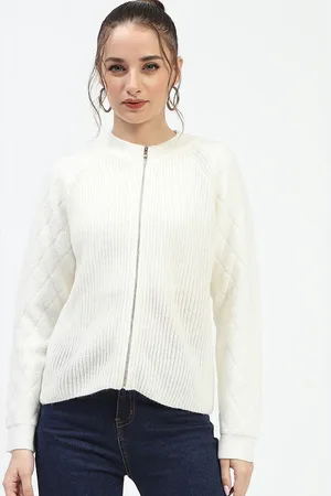 MADAME Women Striped Round Neck Cardigan