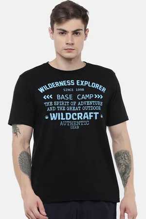 Wildcraft Men Black & Blue Typography Printed T-shirt