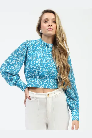 MADAME Women Abstract Printed High Neck Top