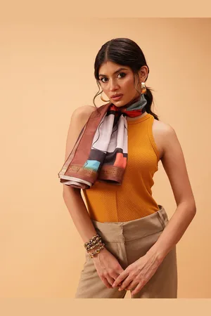 silk land Women Geometric Printed Silk Scarf