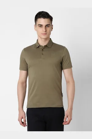 V Dot Men Solid Polo Collar Cotton Slim Fit T-shirt