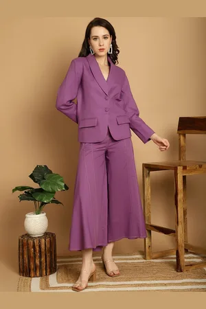 Blanc9 Pure Cotton Notched Collar Long Sleeves Blazer With Palazzos Co-Ords