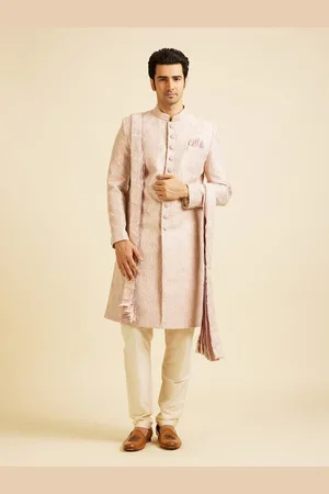 Manyavar Embroidered Long Sleeve Sherwani Set With Dupatta