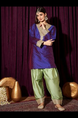 indo street Women Ethnic Motifs Embroidered Regular Kurta with Salwar