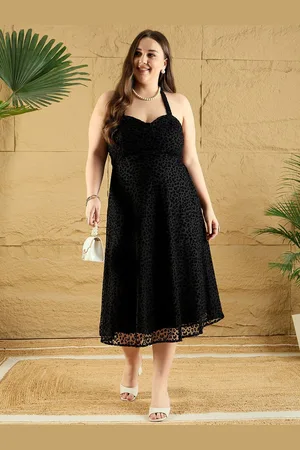 Berrylush Women Halter Neck Fit & Flare Midi Dress