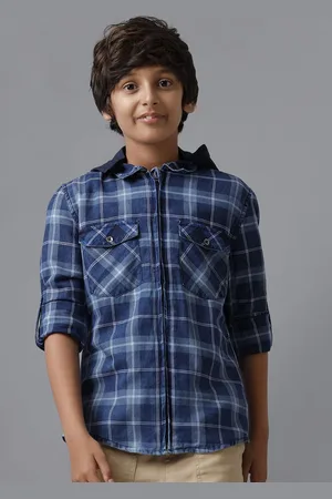 UNDER FOURTEEN ONLY Boys Hood Tartan Checked Cotton Casual Shirt