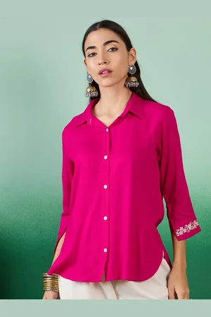 Sangria Women Solid Shirt Collar Top
