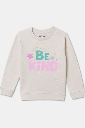 R&B Girls Typography Printed Round Neck Cotton Pullover Sweatshirt