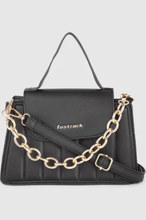 Fastrack Women Solid Quilted Structured Sling Bag with Golden Chain Accent