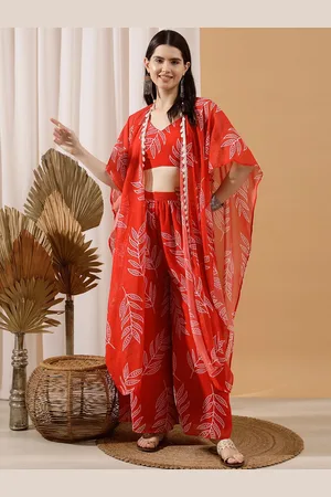 indo street Printed Top & Palazzo With Shrug Co-Ords