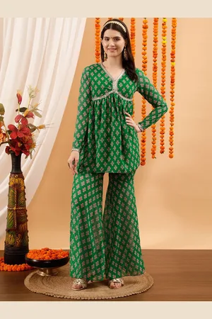 indo street Women Printed Empire Kurti with Sharara