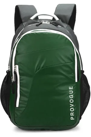 Provogue Unisex Olive Green & Black Brand Logo Backpack with Reflective Strip