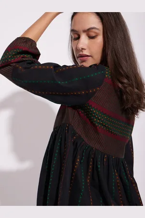 Pink Fort Women Ethnic Motifs Printed V-Neck Cotton Top