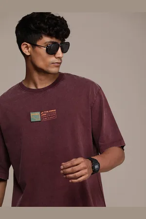 FORCE IX Men Brand Logo Printed Pure Cotton T-shirt