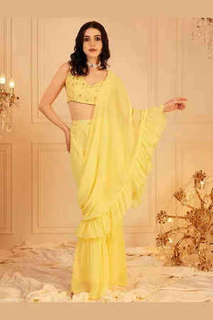 indo street Printed Sleeveless Crop Top & Trouser With Attached Drape Co-Ords
