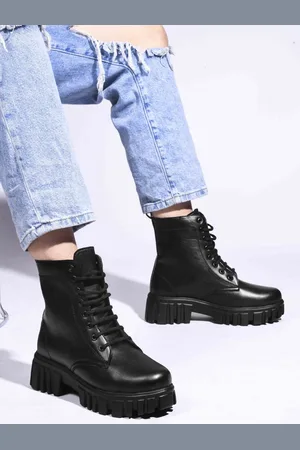 JM Looks Women Chunky Lace-Up Boots with Rugged Sole and Ankle Support