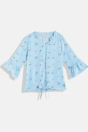 Gini and Jony Girls Floral Printed Tie-Up Detail Shirt Style Top