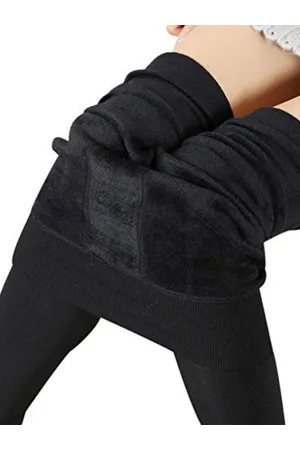 ZeroKaata Women High Waist Fleece Winter Fur Pantyhose Stockings