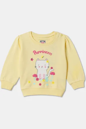 R&B Girls Graphic Printed Round Neck Cotton Pullover Sweatshirt