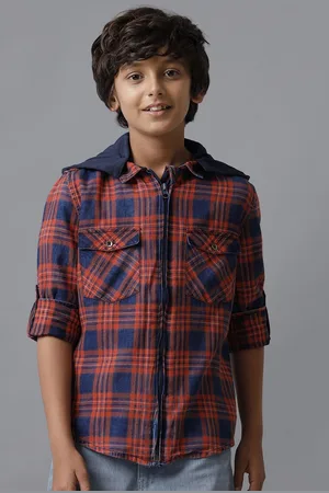UNDER FOURTEEN ONLY Boys Hood Tartan Checked Cotton Casual Shirt