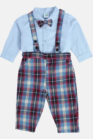 MINI KLUB Boys Cotton Dungaree & Shirt With Bowtie Set