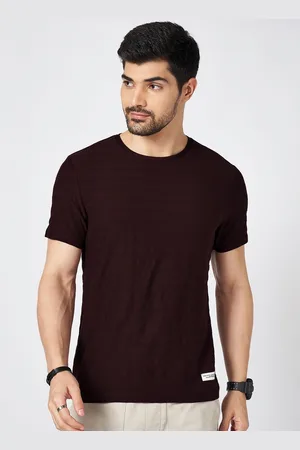 PEOPLE Men Solid Round Neck Cotton Slim Fit T-shirt