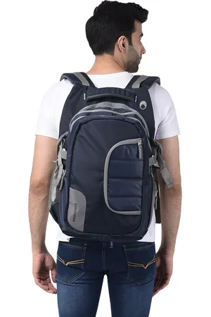 Provogue Unisex Navy Blue & Grey Backpack with Compression Straps