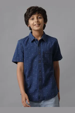 UNDER FOURTEEN ONLY Boys Spread Collar Conversational Printed Cotton Casual Shirt