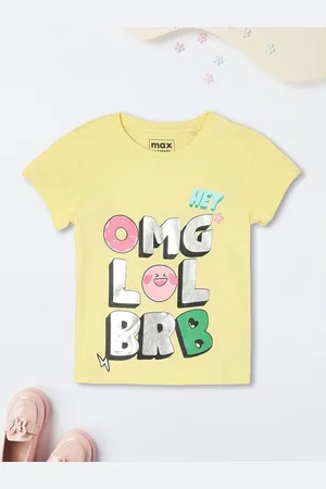 Max Collection Girls Typography Printed Round Neck Cotton T-shirt