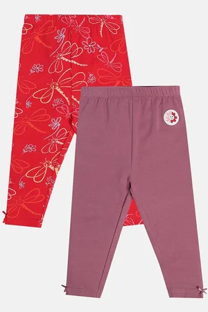 MINI KLUB Girls Pack Of 2 Printed Cotton Leggings
